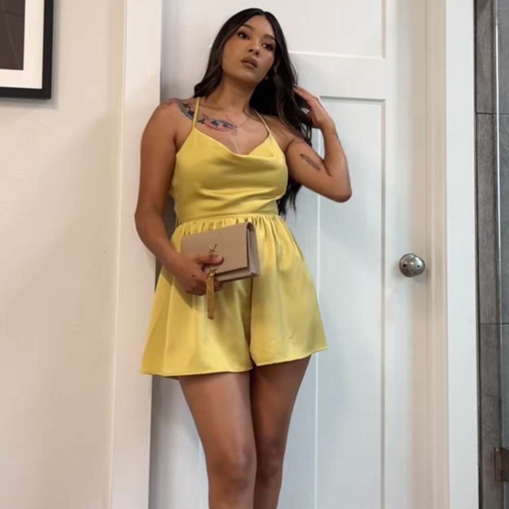 Yellow Satin Romper